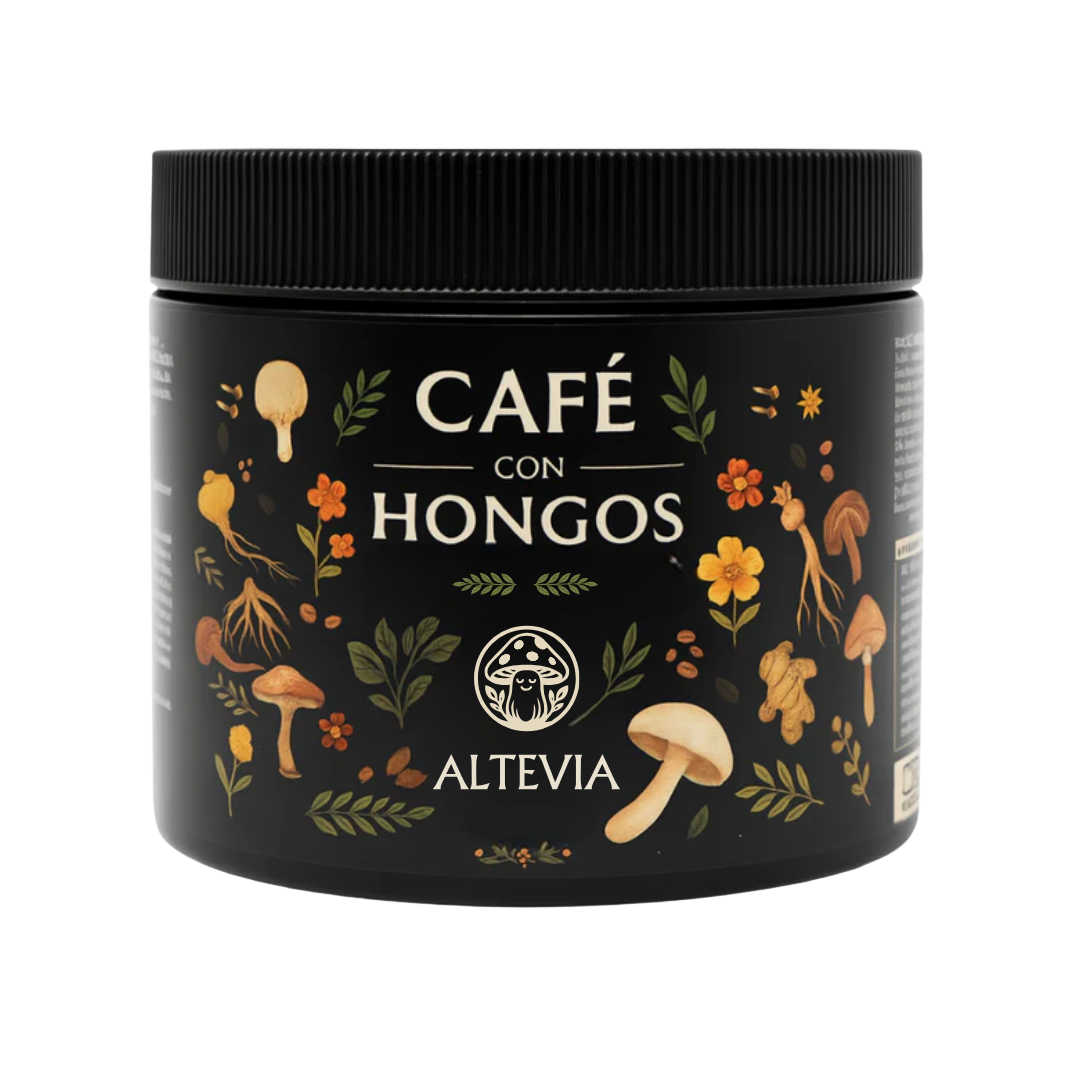Café con hongos y plantas naturales