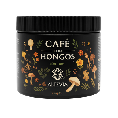 Café con hongos y plantas naturales