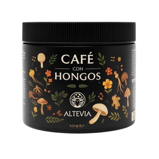 Café con hongos y plantas naturales