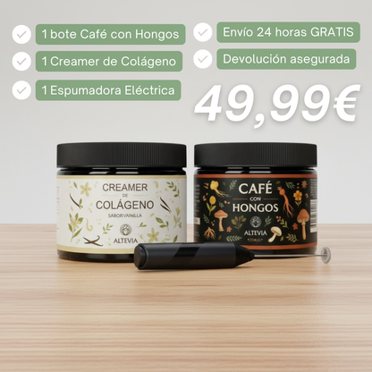 Pack Ahorro: Café con Hongos + Creamer de Colágeno + Espumadora