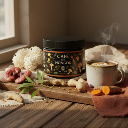 Café con hongos funcionales